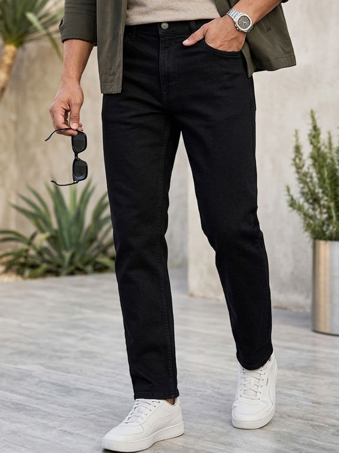 Urbano Fashion Men's Black Slim Fit Washed Denim Stretchable Jeans - view 1