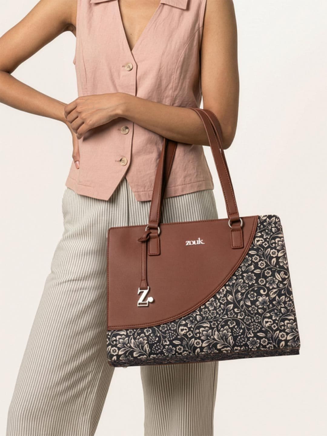 ZOUK Women Floral Printed Structured Shoulder Tote Bag - view 1