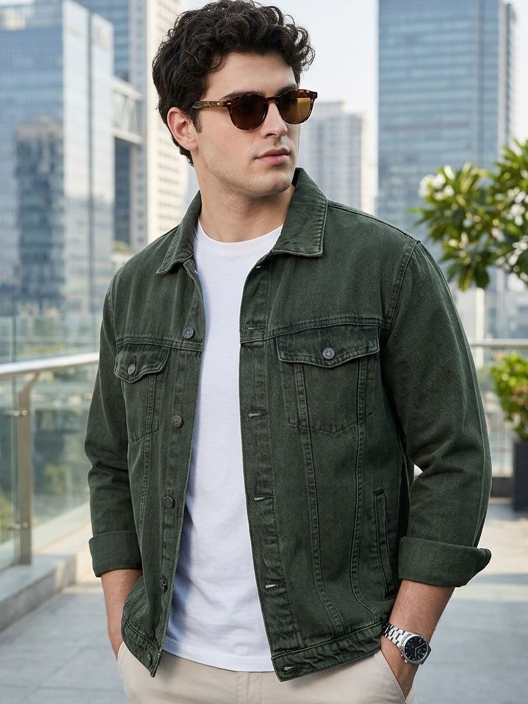 Urbano Plus Plus Size Men Regular Fit Washed Full Sleeve Denim Jacket - view 1