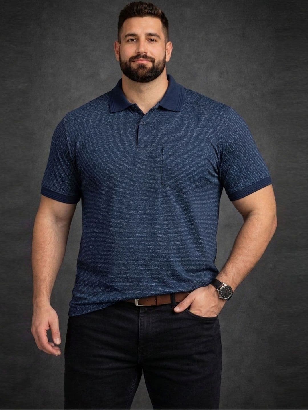 Davno Men Printed Polo Collar T-shirt - view 1