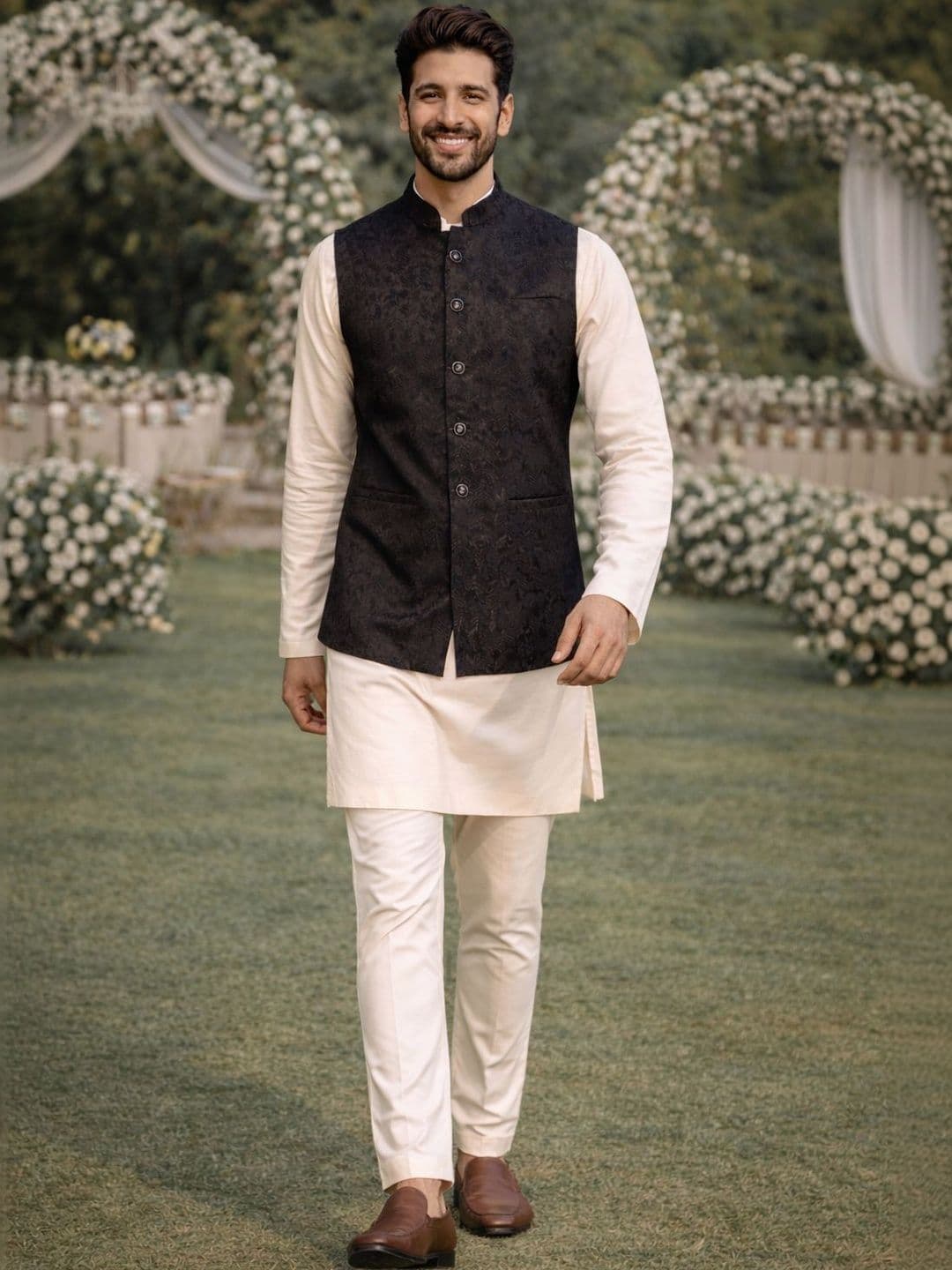 House of Pataudi Woven Design Woven Nehru Jackets - view 1