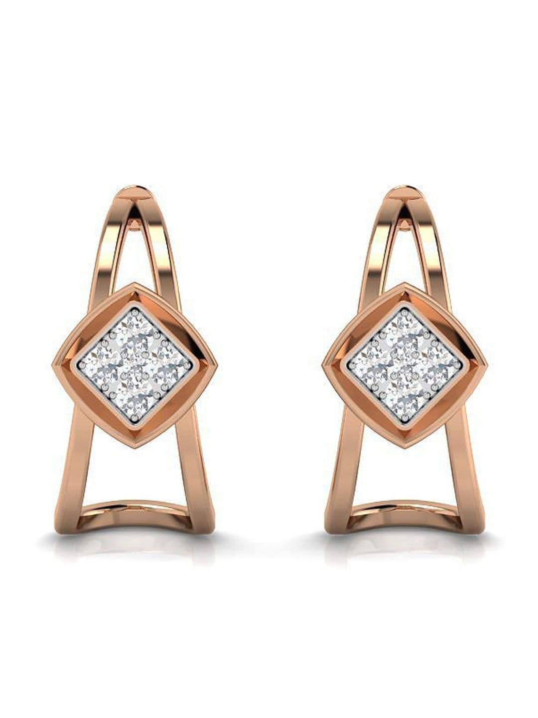 Solitario Rose Gold Diamond Studded Earrings - 2.35 g - view 1