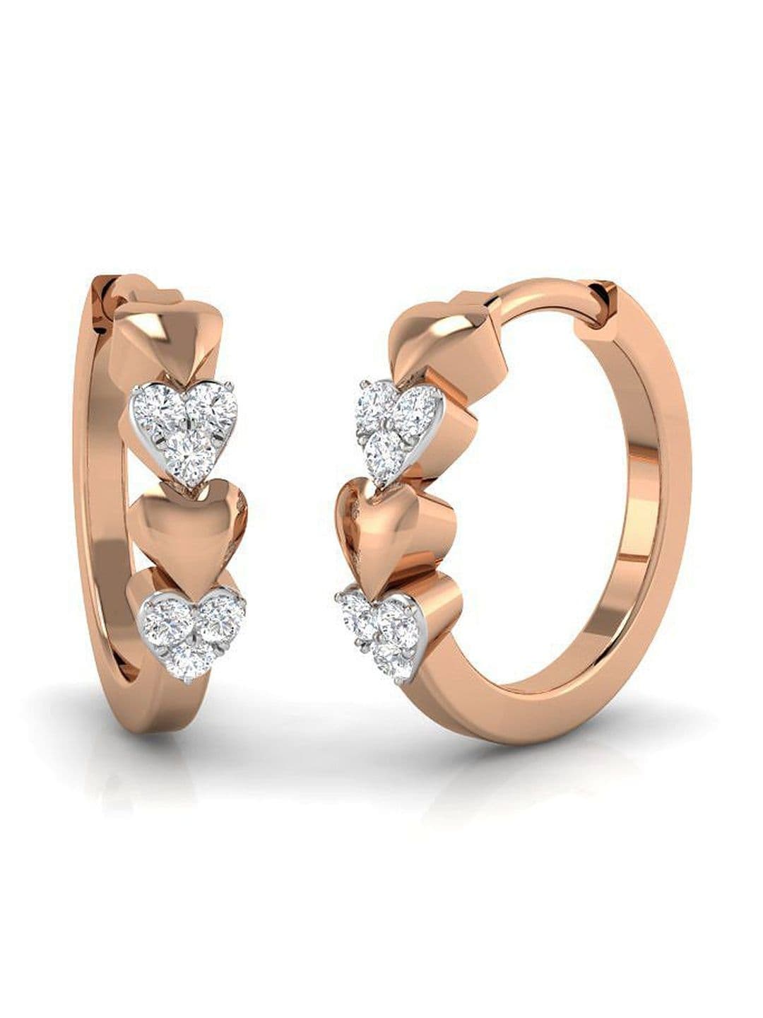Solitario Rose Gold Diamond Studded Earrings - 2.78 g - view 1