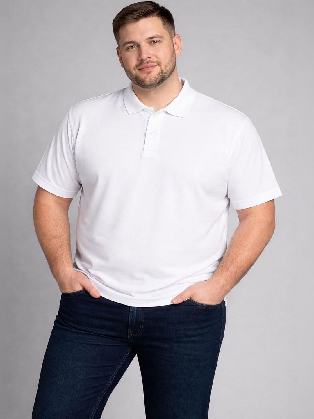HERR WAHRER Men Plus Size Polo Collar Pocket T-shirt - view 1