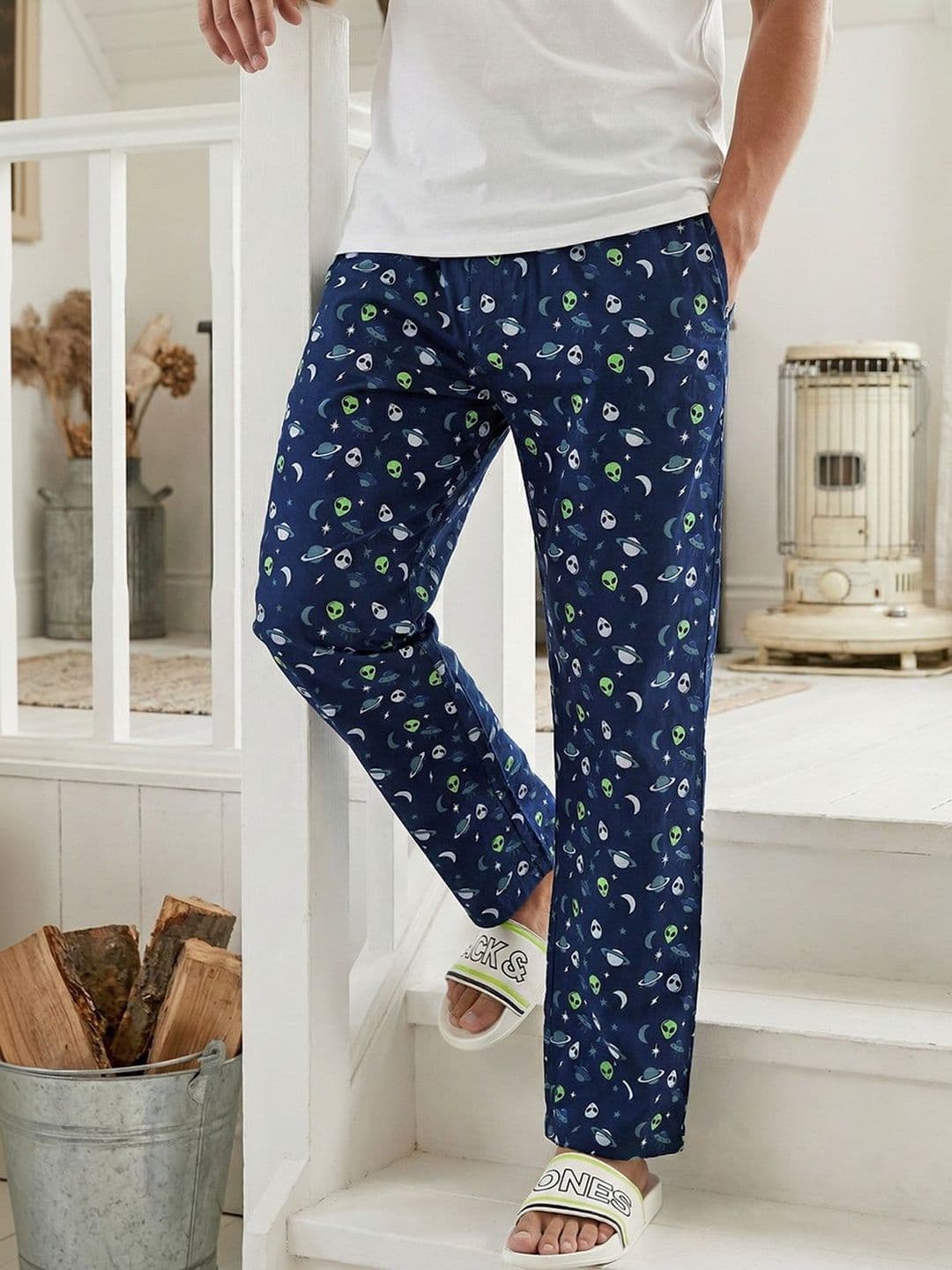 Bewakoof Men's Pageant Blue All Over Printed Pyjamas - view 1