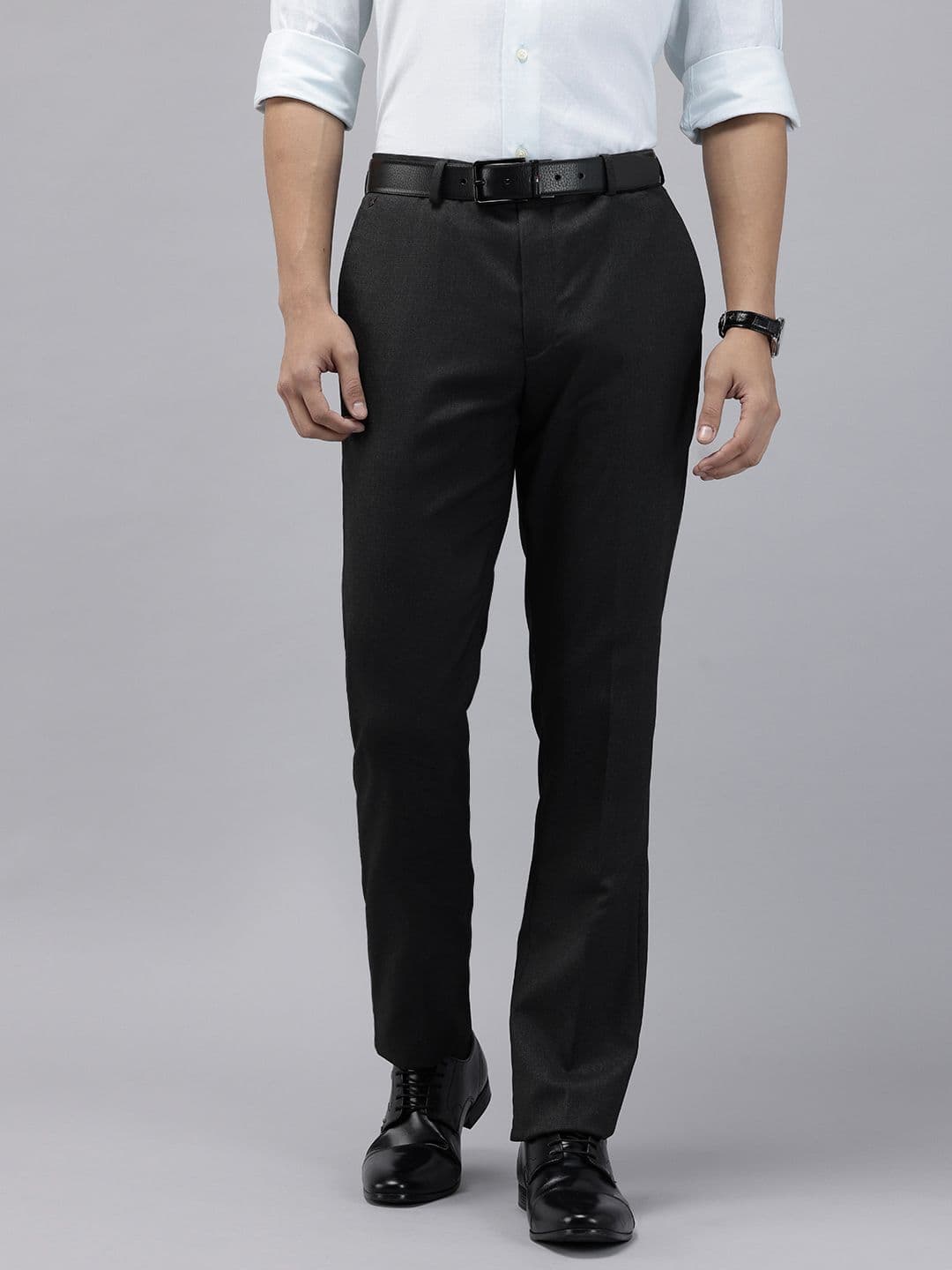 Blackberrys Men Textured Slim Fit Formal Trousers - view 1