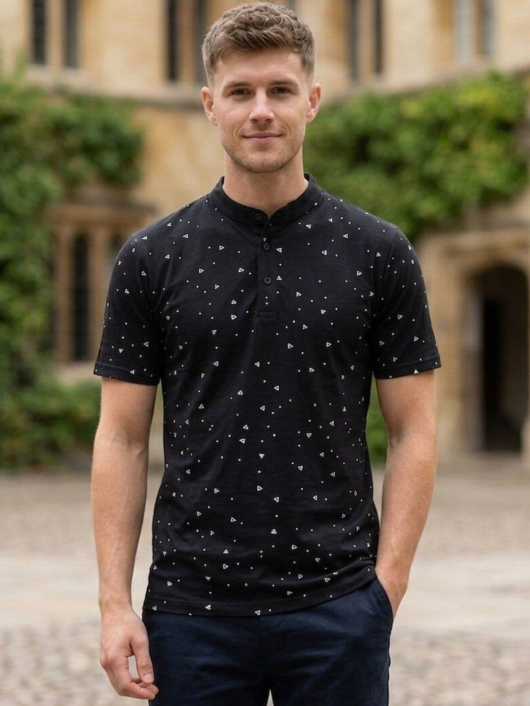 PYRO SPIRIT Men Printed Mandarin Collar T-shirt - view 1