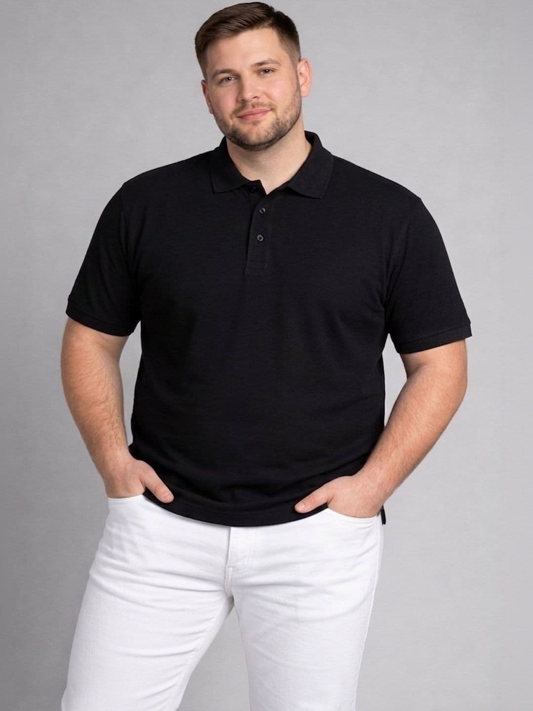 HERR WAHRER Men Plus Size Polo Collar Pocket T-shirt - view 1