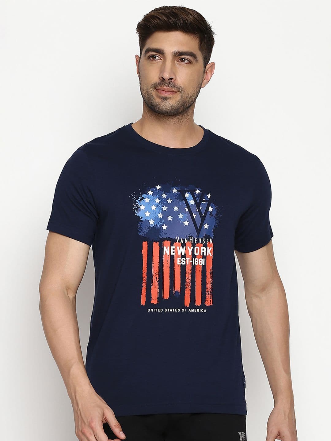 Van Heusen Innerwear Athleisure Men Chest Print Crew Neck Short Sleeve Lounge T-Shirt - view 1