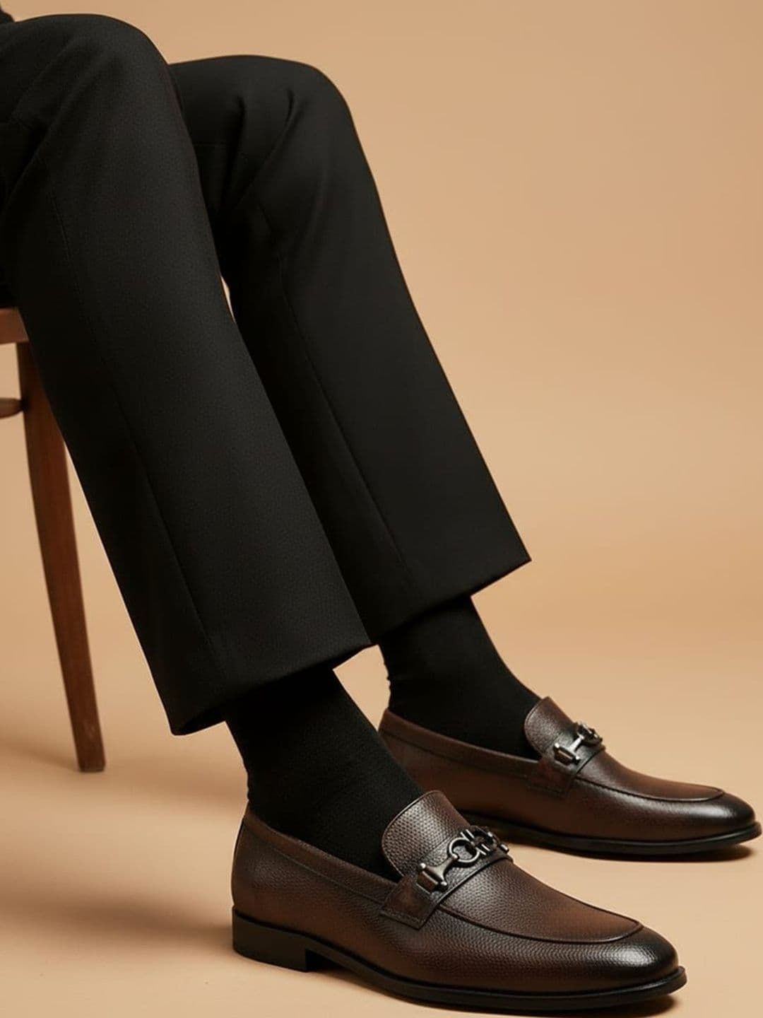 House of Pataudi Men Textured Round Toe Formal Loafer - view 1