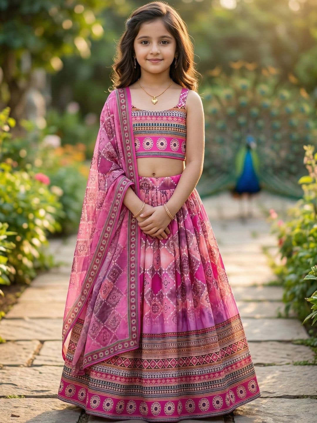 KALINI Girls Printed Ready to Wear Lehenga & Blouse With Dupatta - view 1