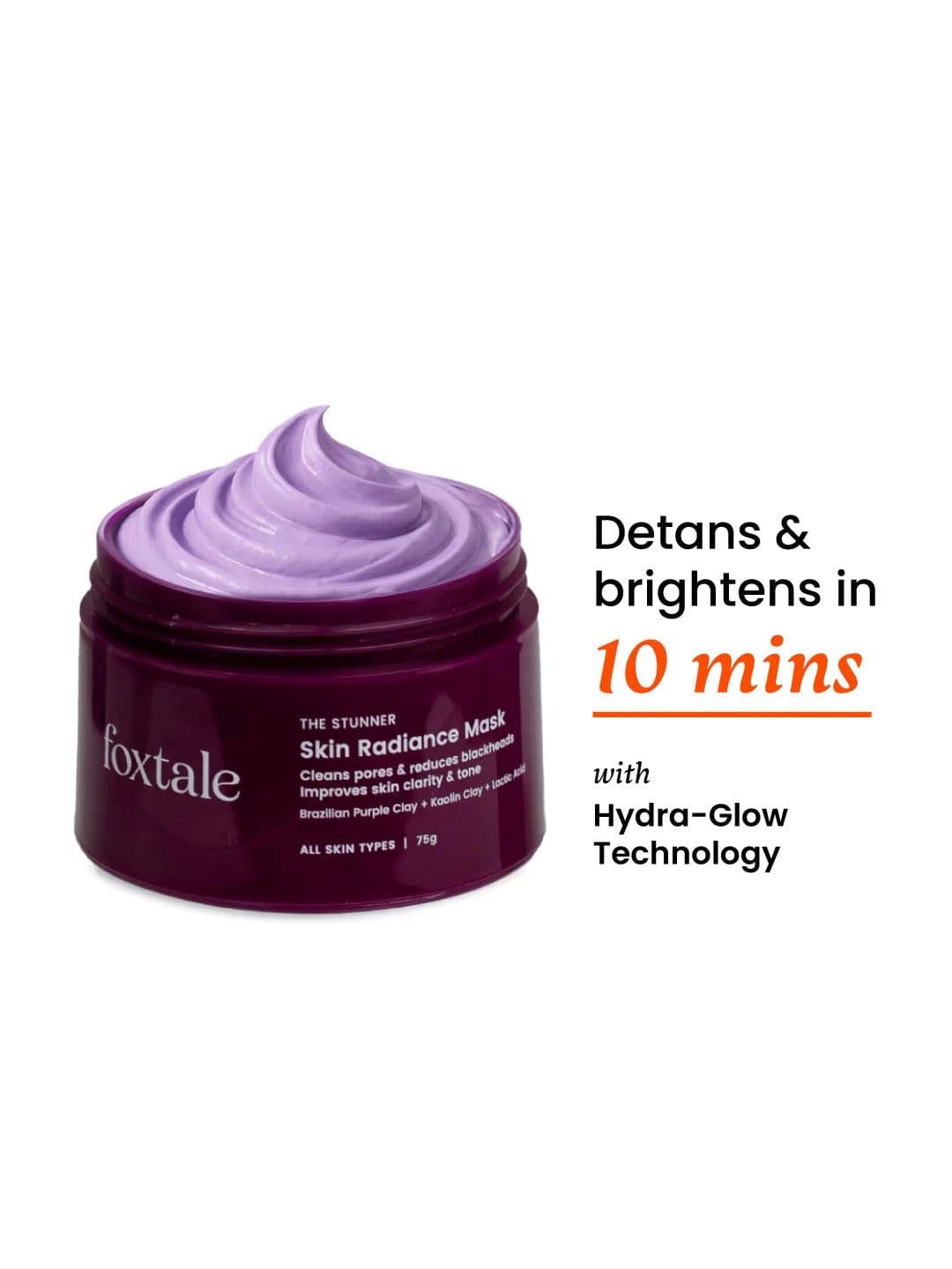 Foxtale De Tan Skin Radiance Mask With Lactic Acid-Brazilian Purple Clay & Kaolin Clay 75g - view 1