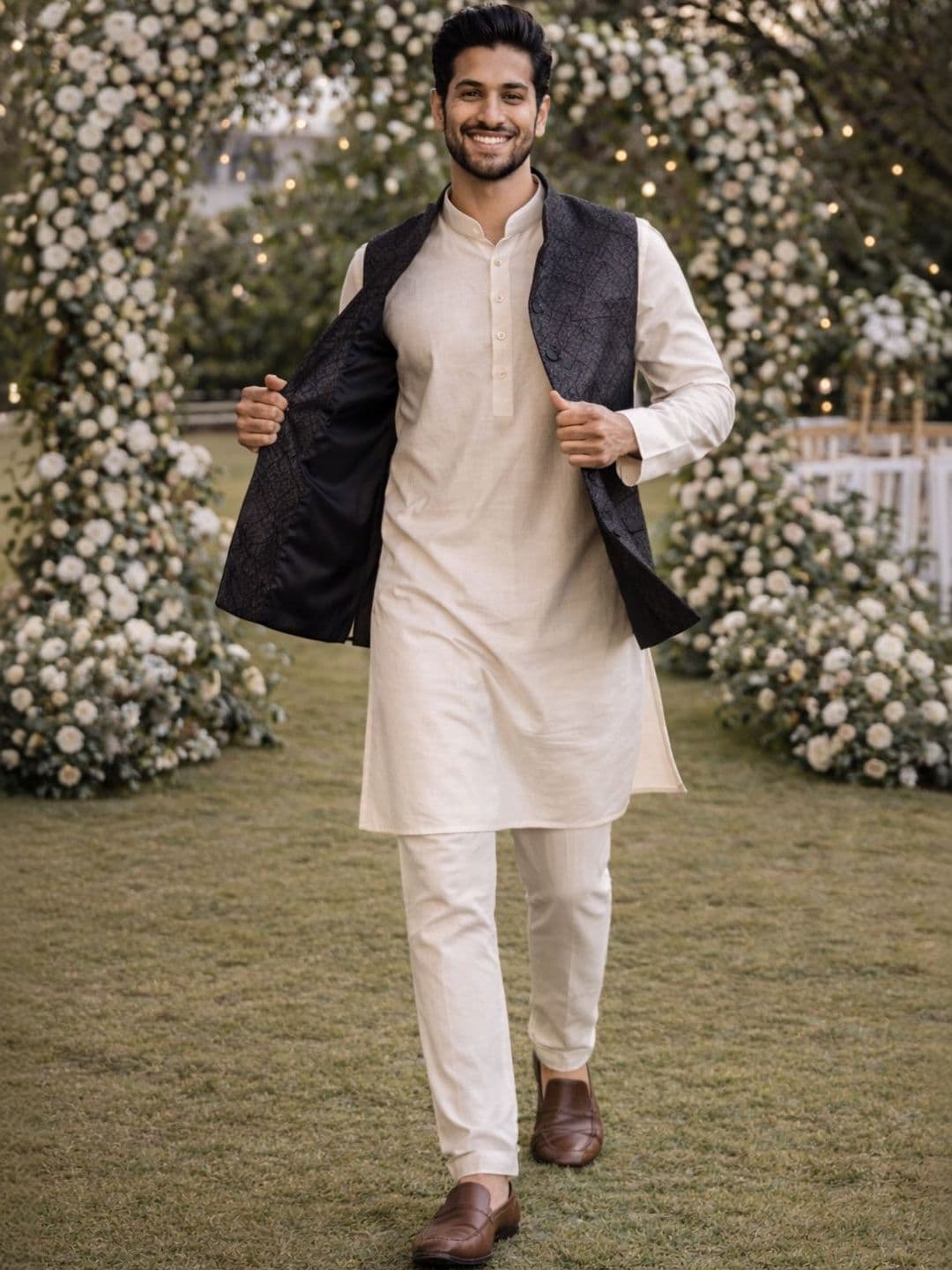 House of Pataudi Woven Design Nehru Jackets - view 1