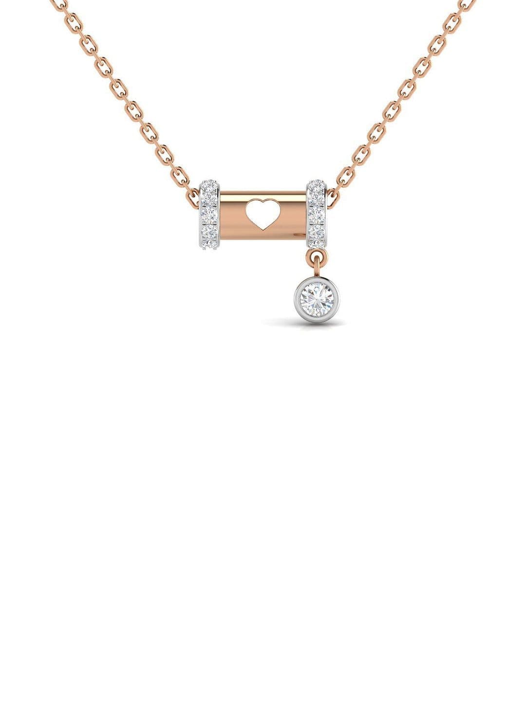 Solitario 925 Silver Rose Gold-Plated Diamond Pendant-2.56 gm - view 1