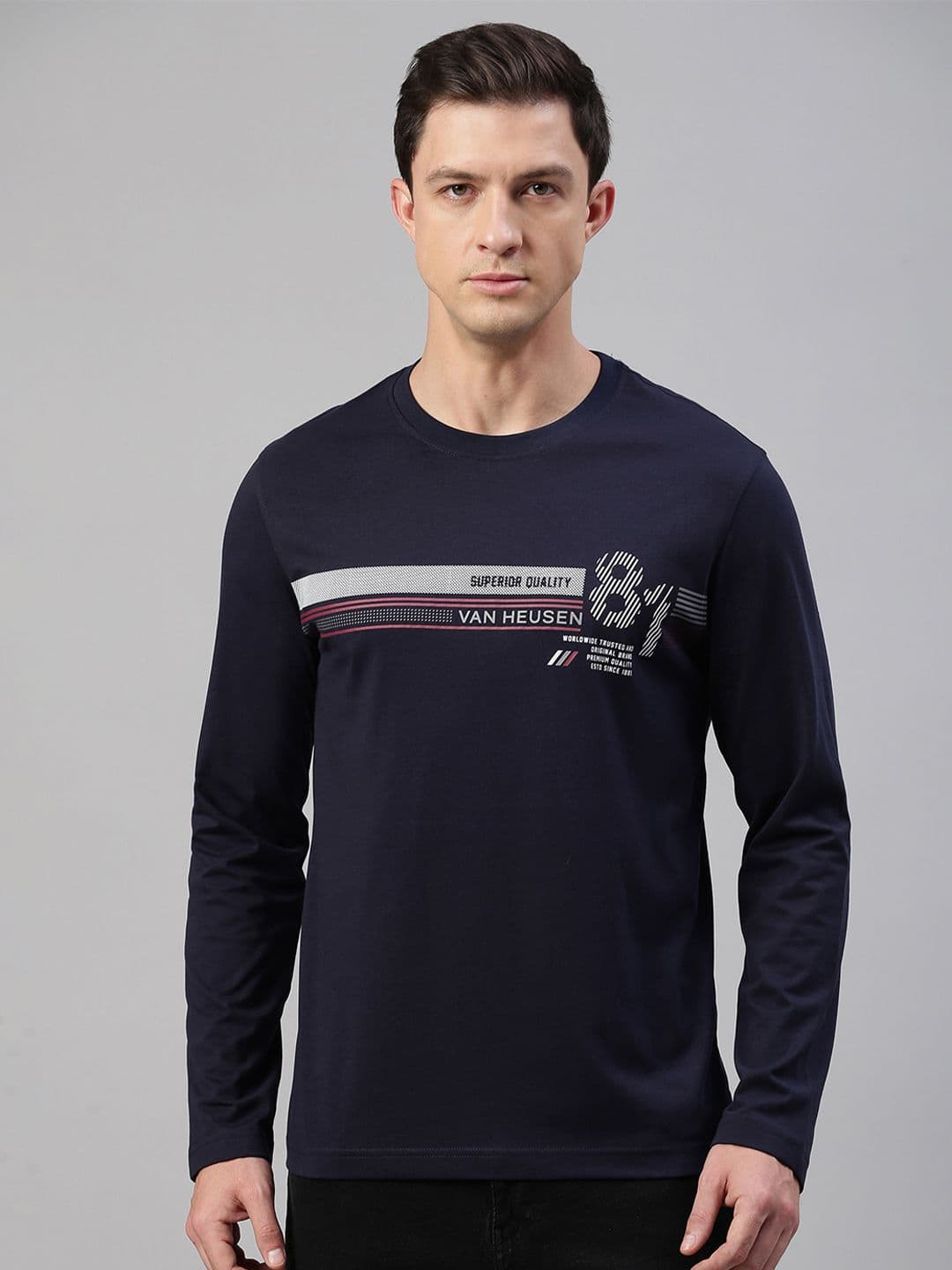 Van Heusen Innerwear Typography Printed Round Neck Cotton Lounge Tshirt - view 1