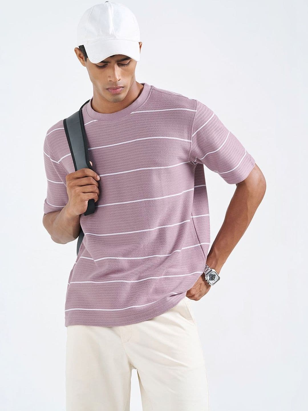 Peregrine by Pantaloons Men Striped T-shirt - view 1