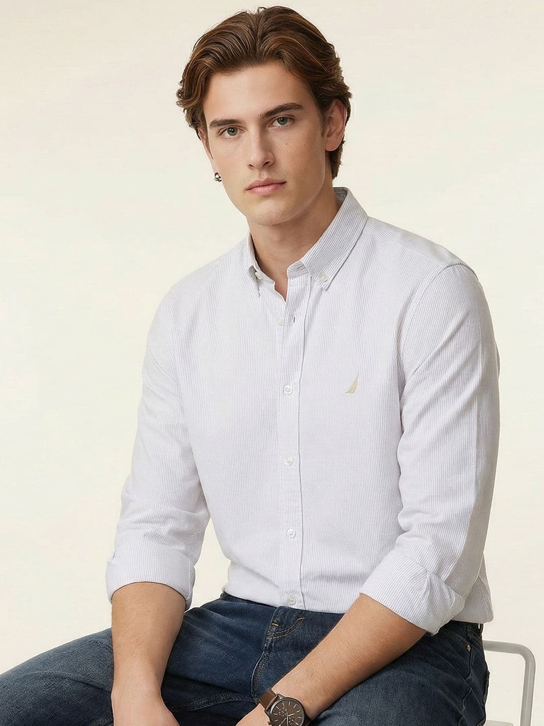 Nautica Striped Pure Cotton Casual Shirt - view 1