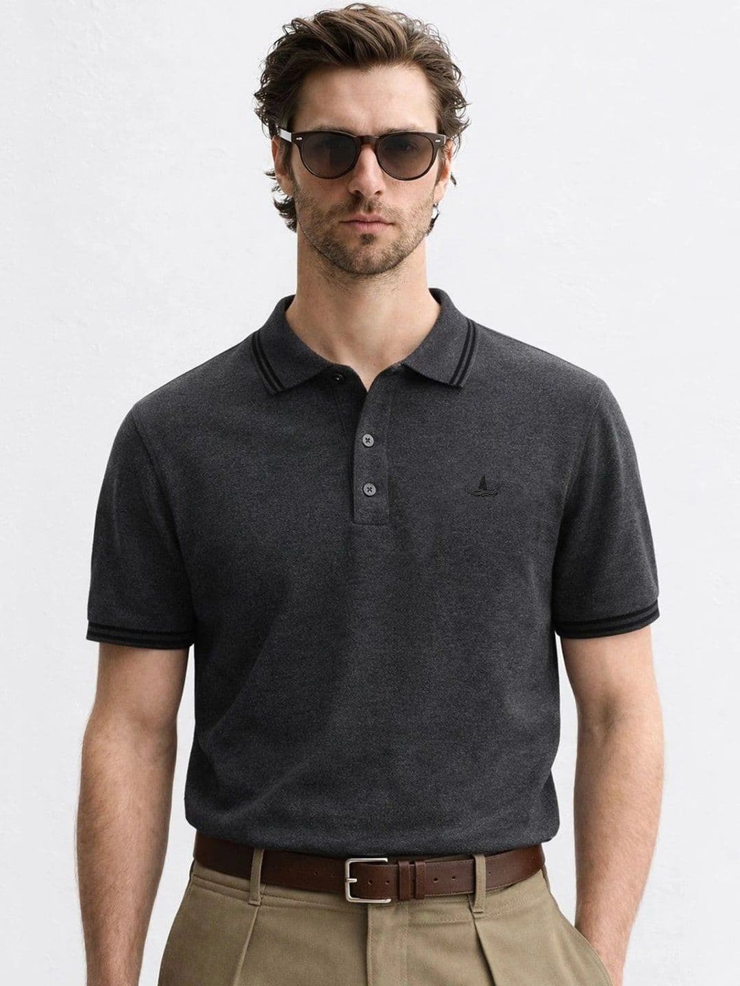 Klub Fox Men Brand Logo Polo Collar Pockets T-shirt - view 1