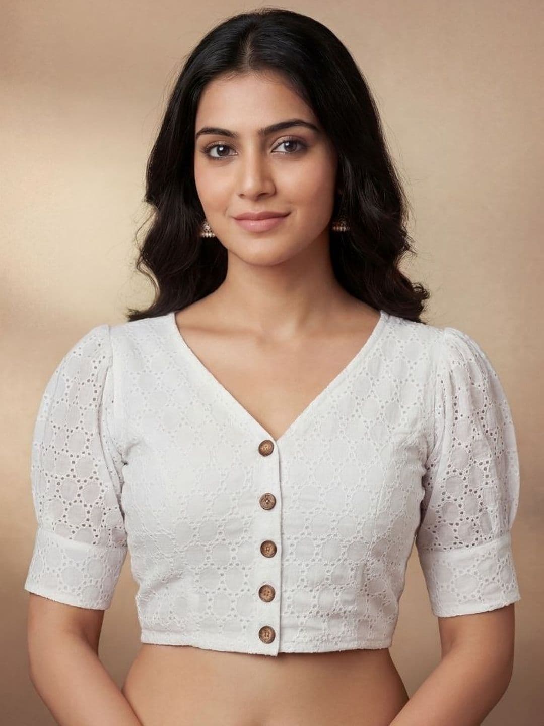 WIZULO TRENDZ Cotton Blend Embroidered Saree Blouse - view 1