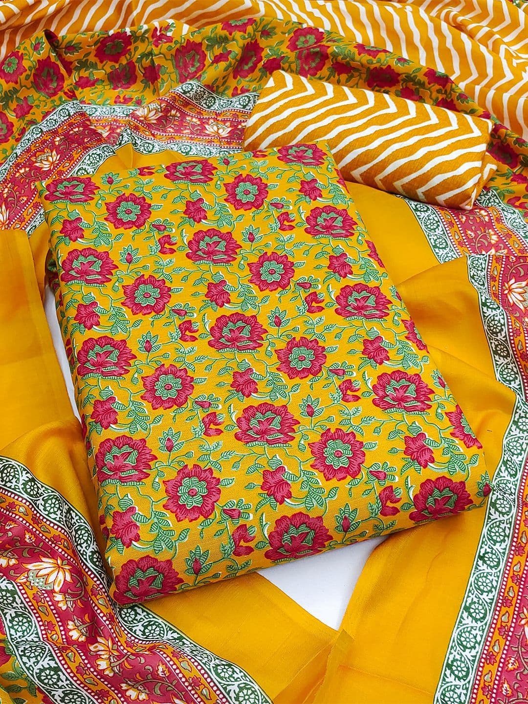 Nayanthara Trends Printed Pure Cotton Unstitched Dress Material - view 1