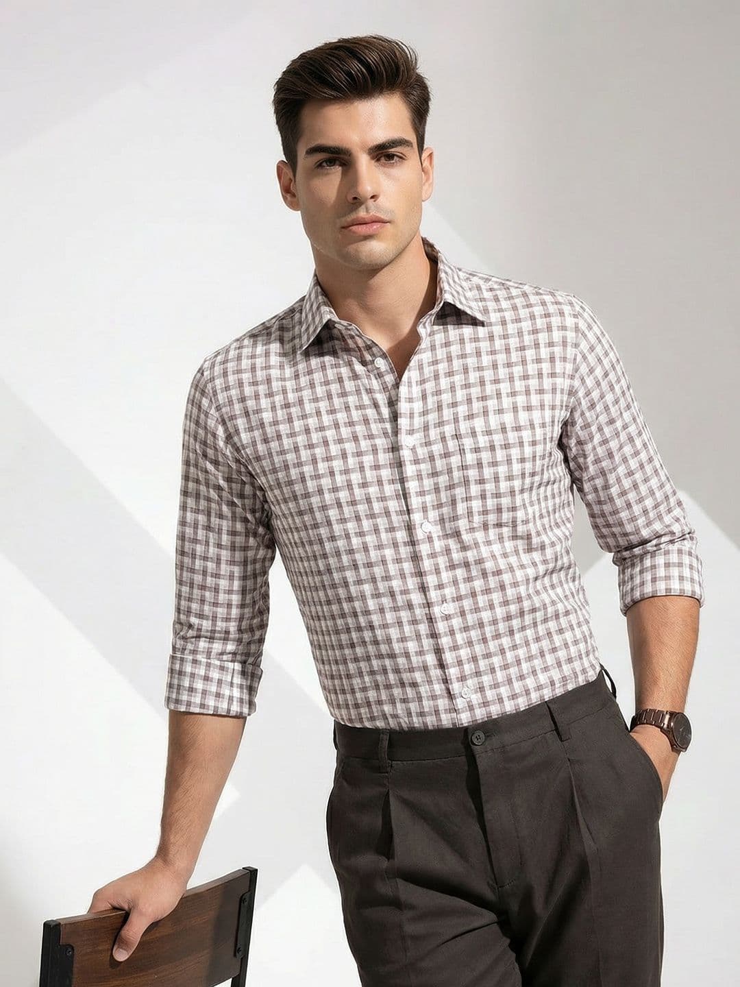 INVICTUS Slim Fit Opaque Checked Pure Cotton Formal Shirt - view 1