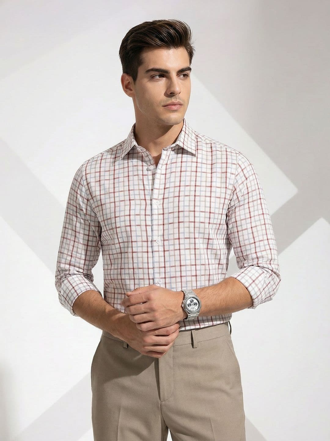 INVICTUS Slim Fit Opaque Checked Pure Cotton Formal Shirt - view 1