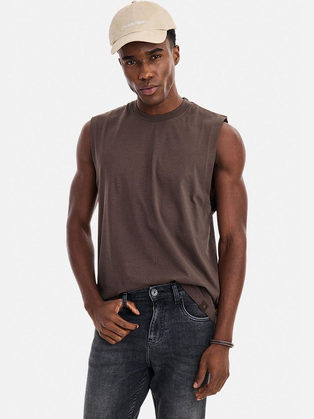 Snitch Men High Neck Extended Sleeves Pure Cotton Pockets T-shirt - view 1