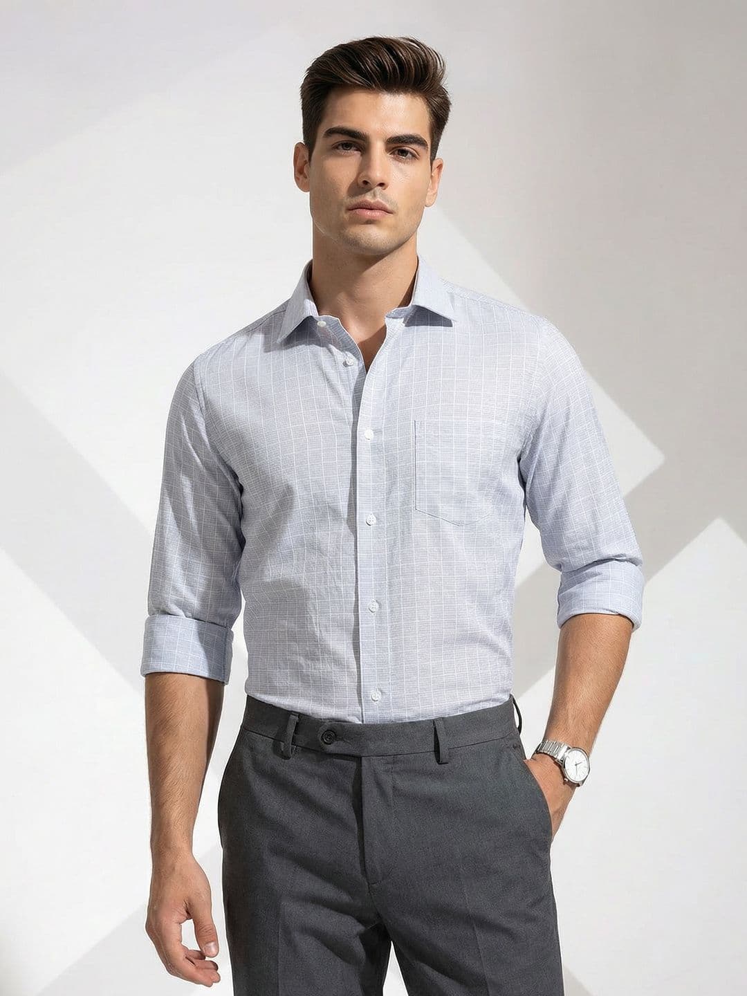 INVICTUS Slim Fit Opaque Checked Pure Cotton Formal Shirt - view 1