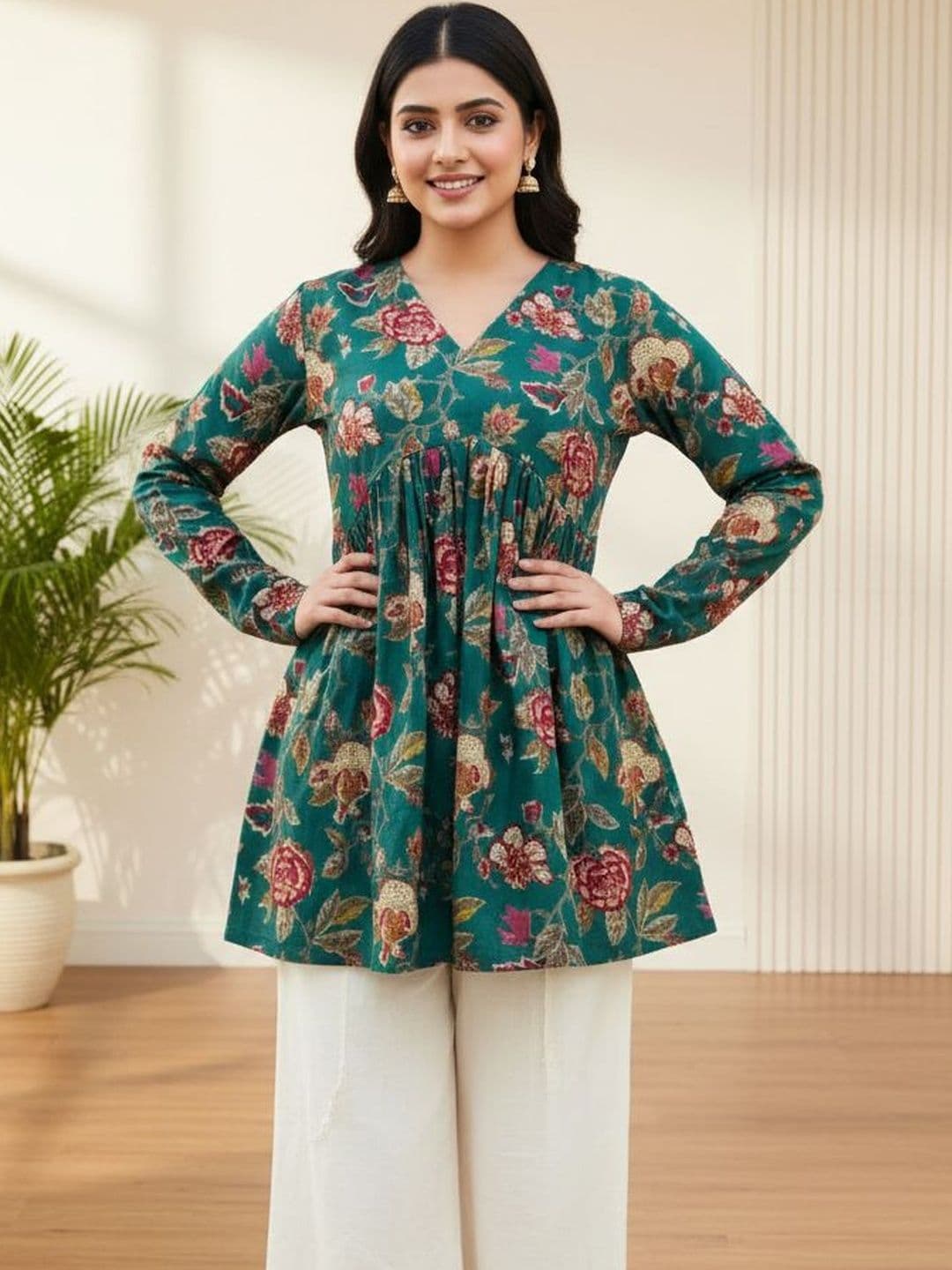 Bibhatsu Floral Printed V-Neck Empire Kurti - view 1