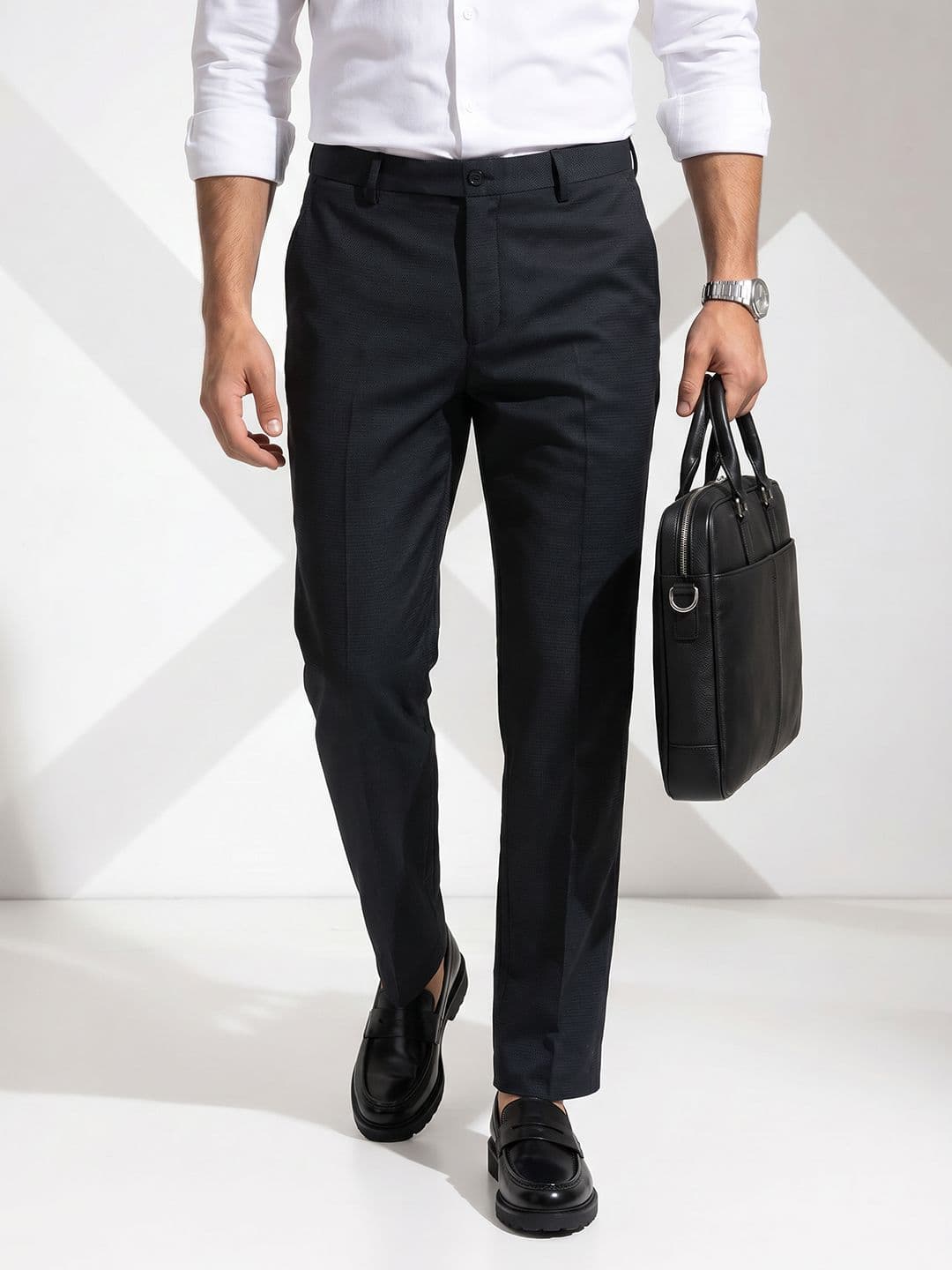 INVICTUS Men Textured Formal Trousers - view 1