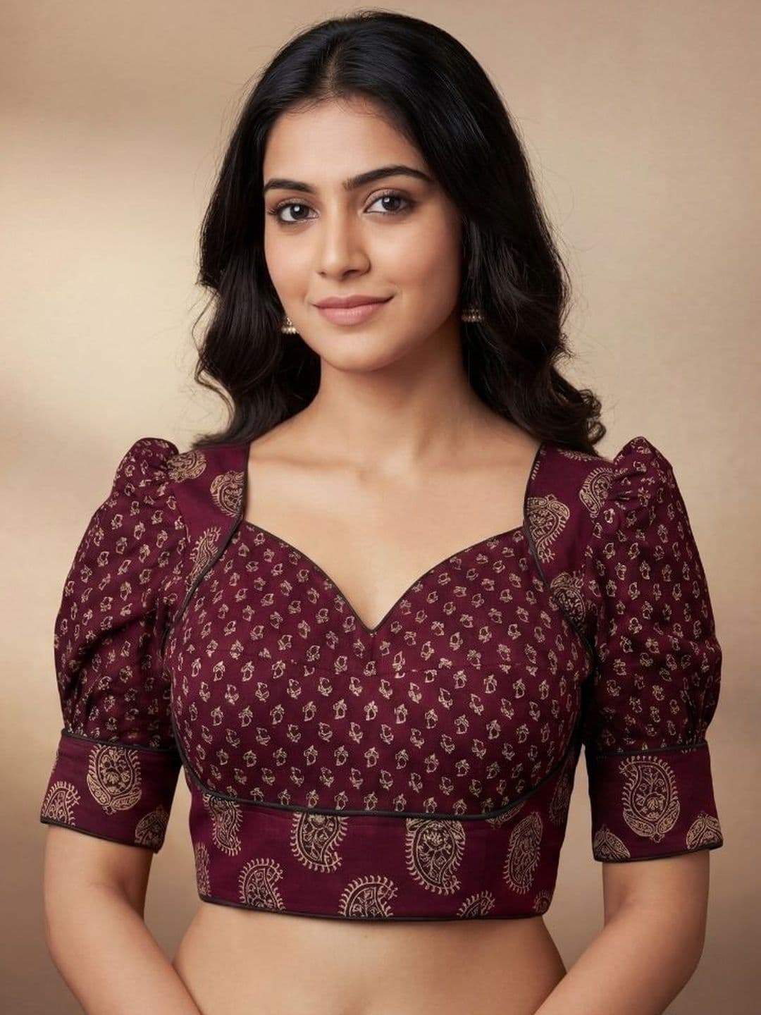 WIZULO TRENDZ Cotton Blend Printed Saree Blouse - view 1