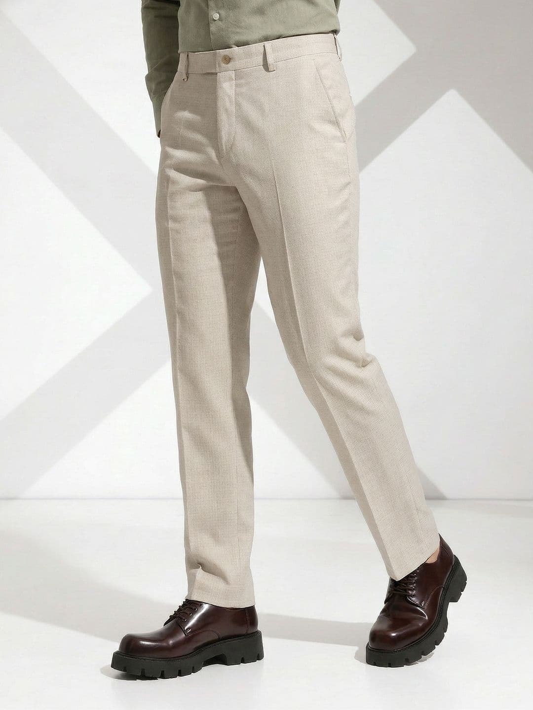 INVICTUS Men Checked Formal Trousers - view 1