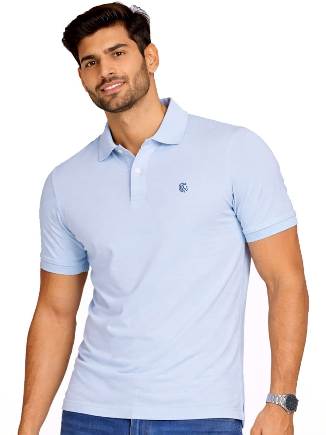 Mane & Mini Men Brand Logo Polo Collar Bio Finish T-shirt - view 1