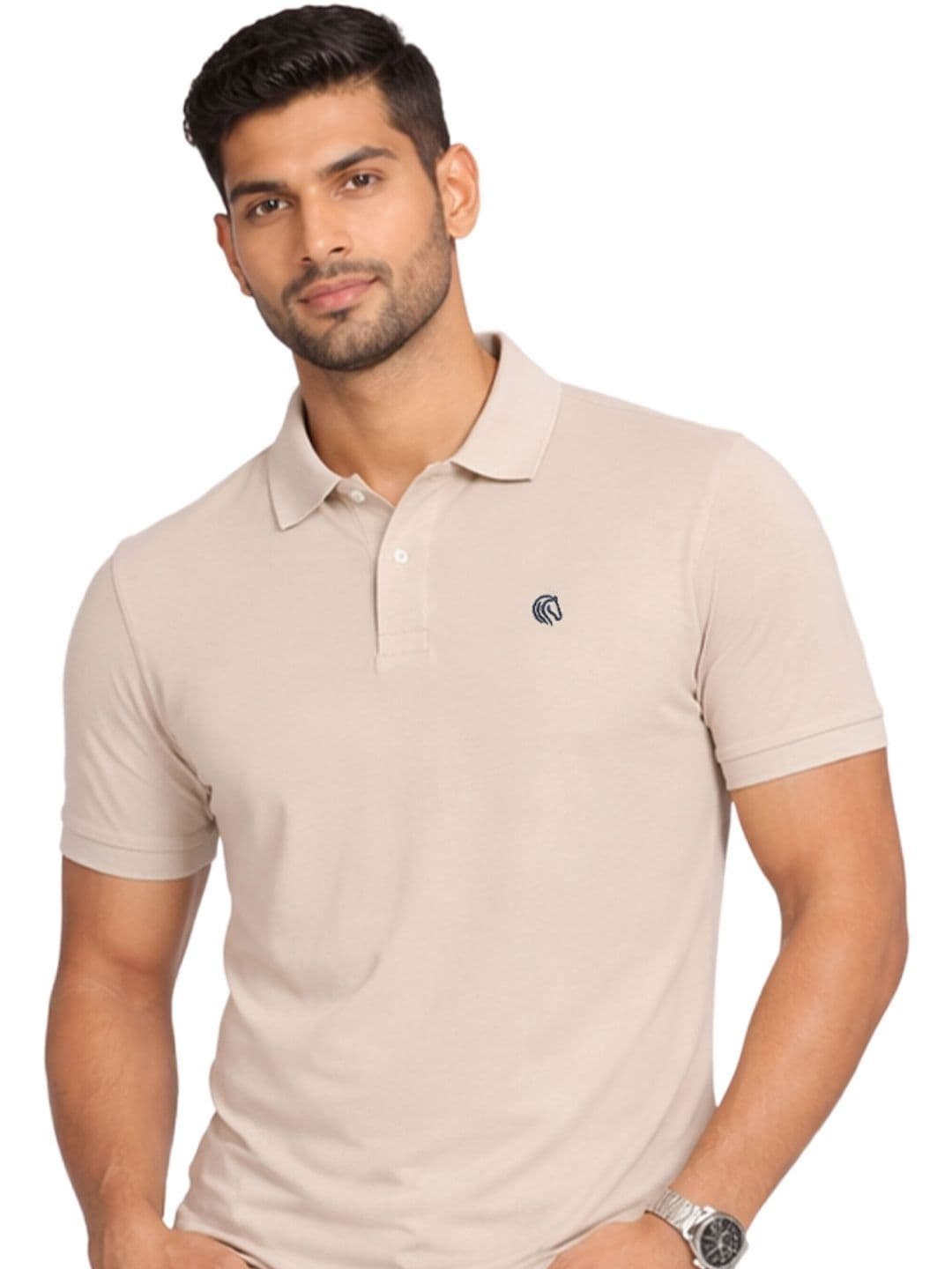 Mane & Mini Men Brand Logo Polo Collar Bio Finish T-shirt - view 1
