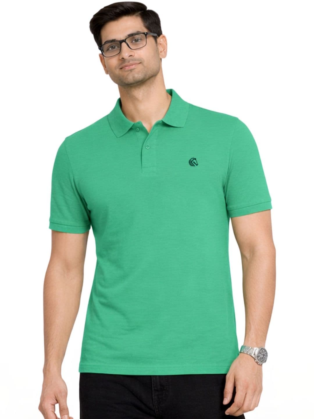 Mane & Mini Men Brand Logo Polo Collar Bio Finish T-shirt - view 1