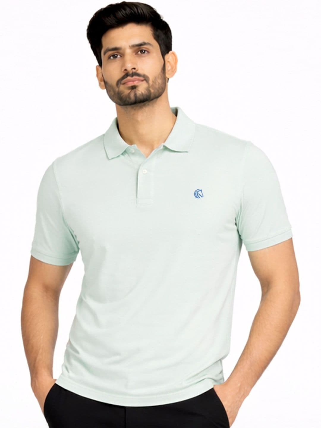 Mane & Mini Men Brand Logo Polo Collar Bio Finish T-shirt - view 1