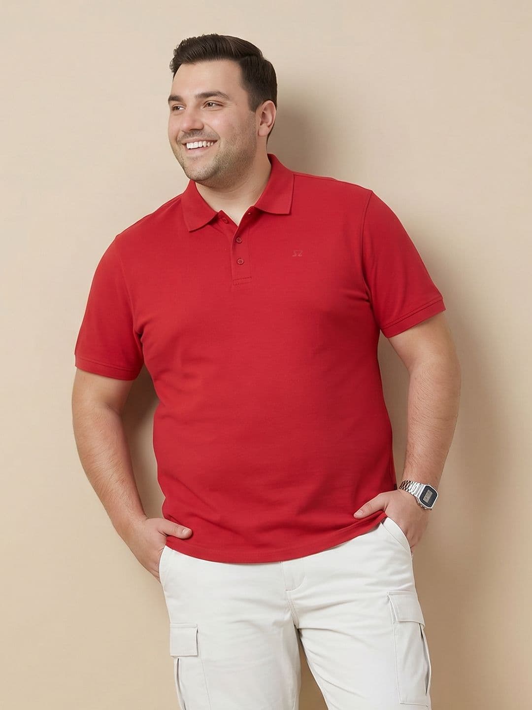 Sztori Plus Size Polo Collar Pure Cotton Tshirt - view 1