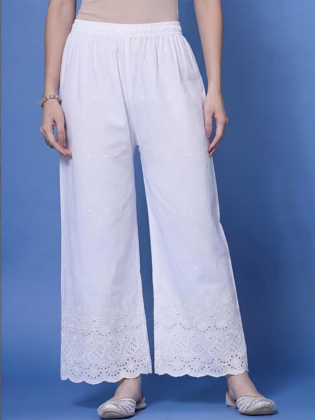 Clora Creation Women Pure Cotton Chikankari Palazzo - view 1
