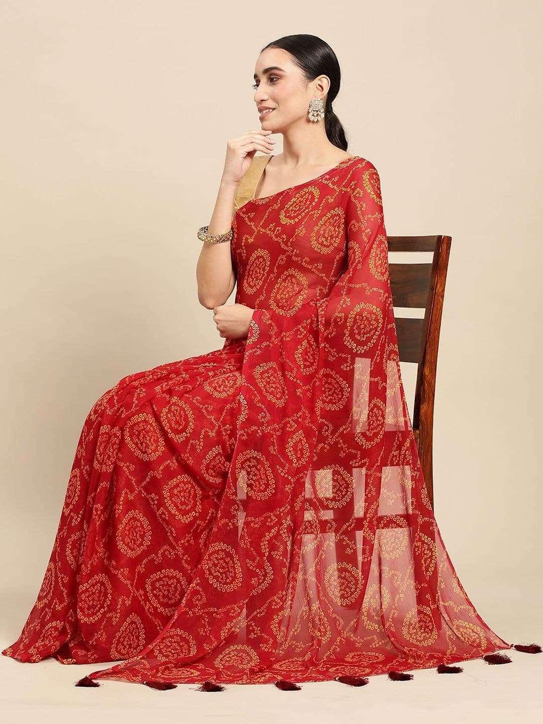 KALINI Bandhani Pure Chiffon Bandhani Saree - view 1