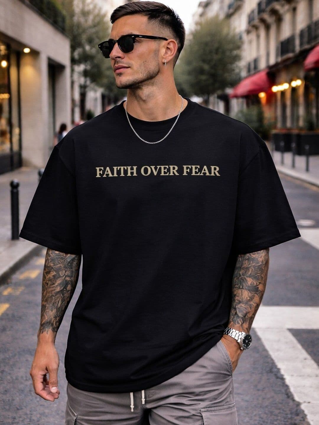 HASTEN Men Typography Printed Round Neck Pure Cotton Oversized T-shirt - view 1