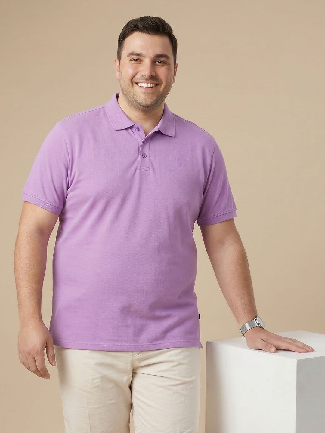 Sztori Plus Size Polo Collar Pure Cotton Tshirt - view 1