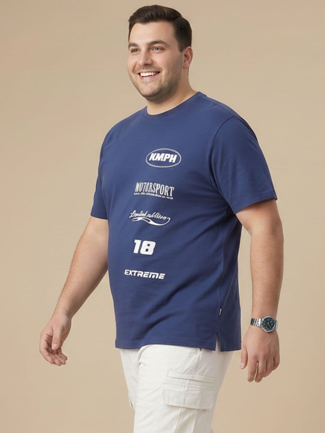 Sztori Plus Size Typography Printed Pure Cotton Tshirt - view 1