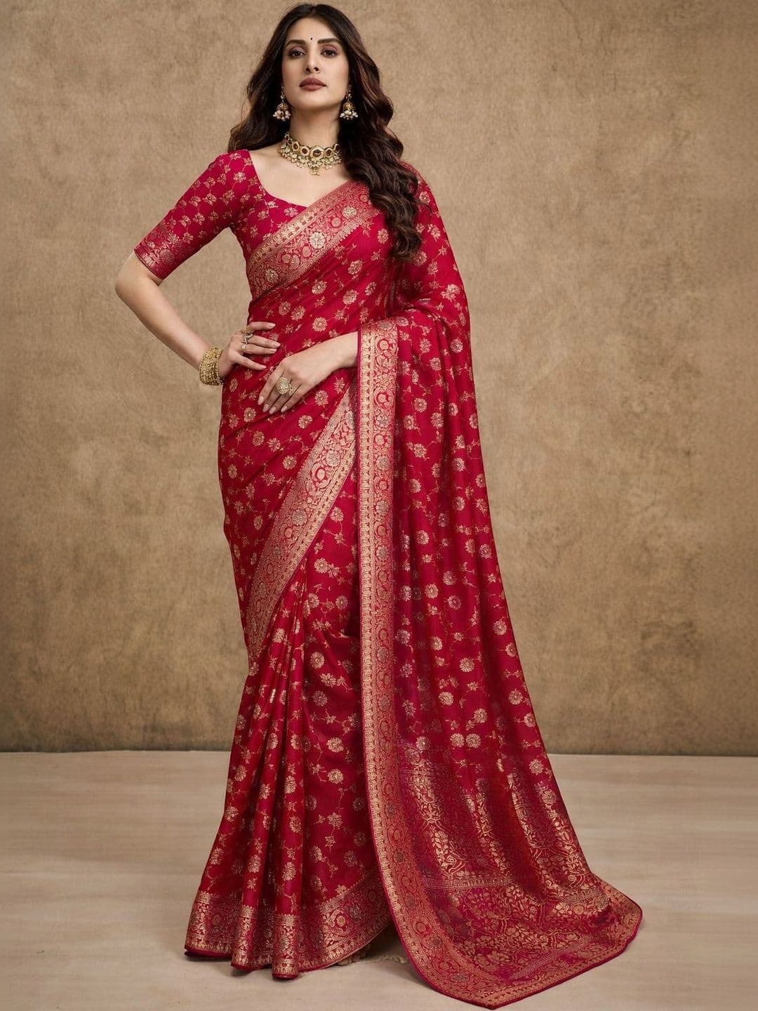 Anouk Ethnic Motifs Zari Art Silk Heavy Work Banarasi Saree - view 1
