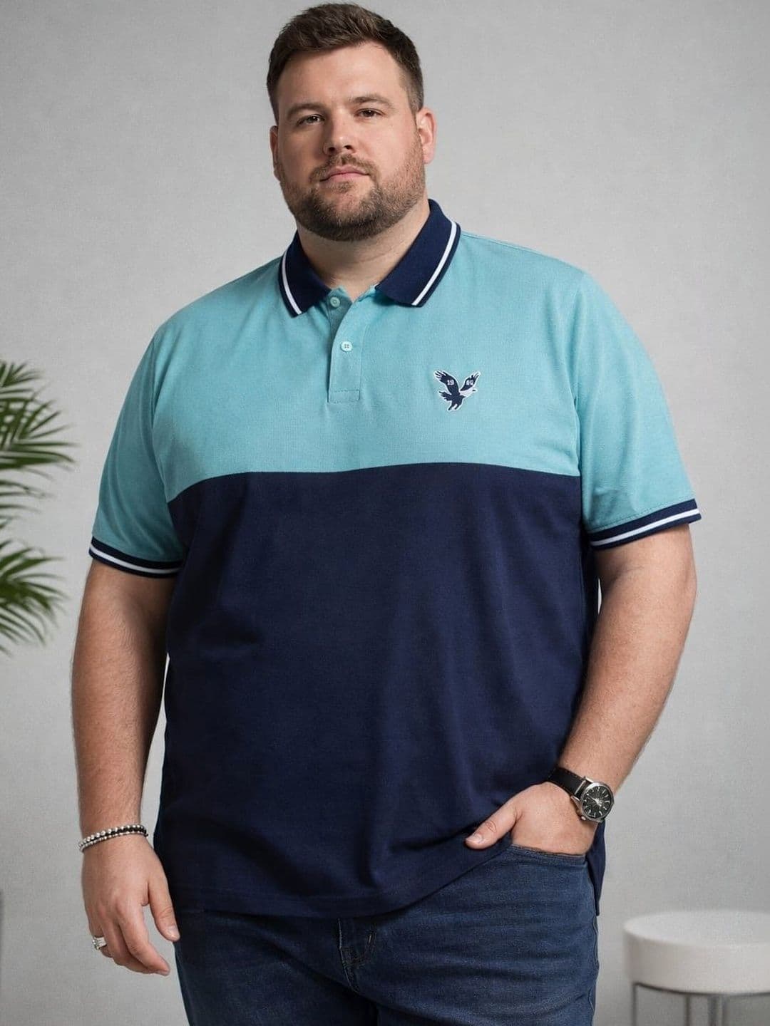 AUSTIVO Men Colourblocked Polo Collar T-shirt - view 1