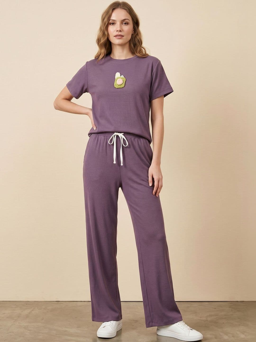ETC X beebelle Knitted Self Design T-shirt with Trousers - view 1