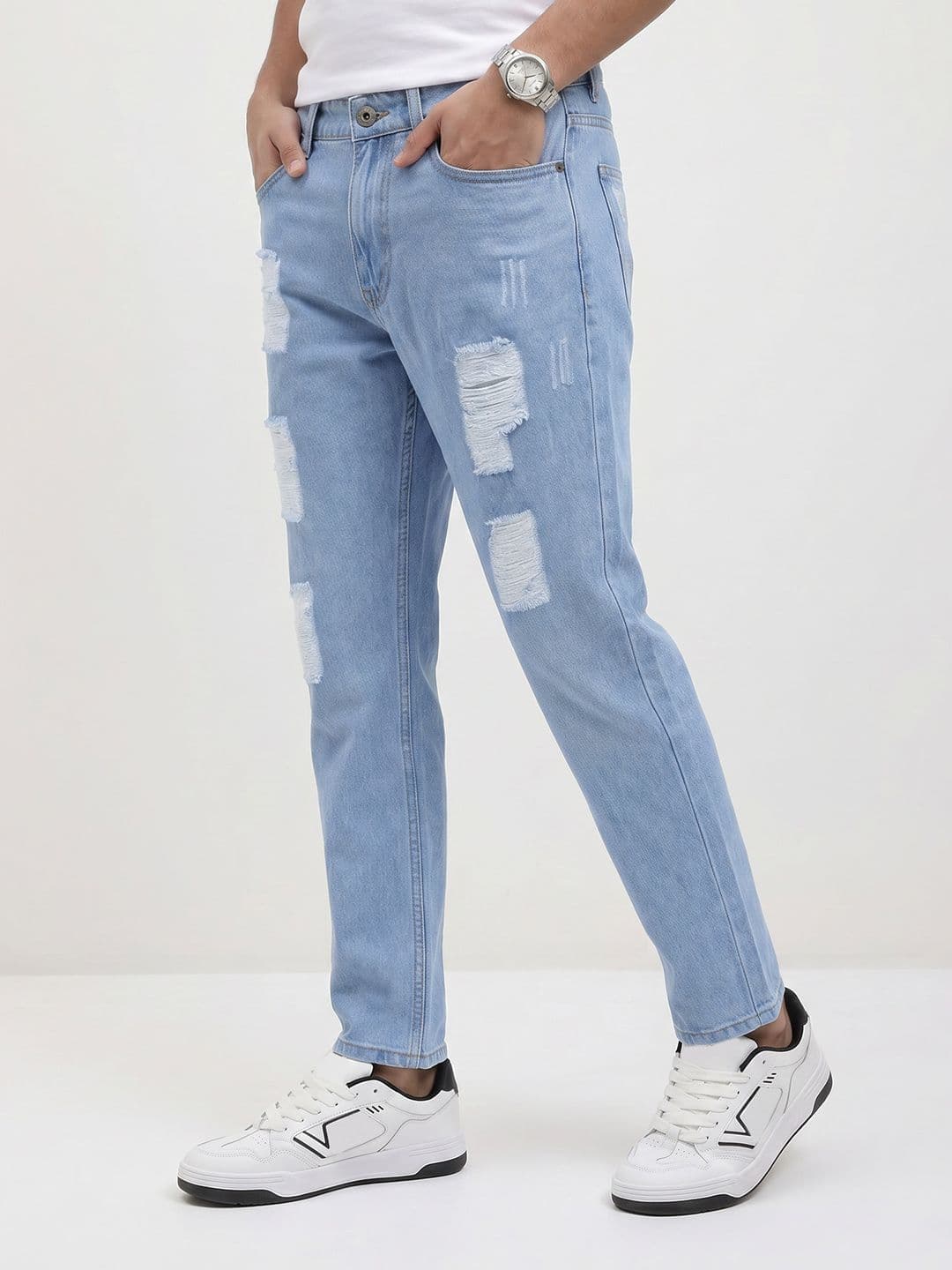 The Roadster Life Co. Men Low Distress Slim Fit Stretchable Jeans - view 1
