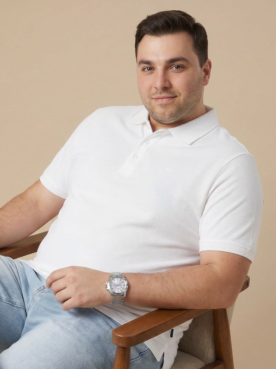 Sztori Plus Size Polo Collar Pure Cotton Tshirt - view 1