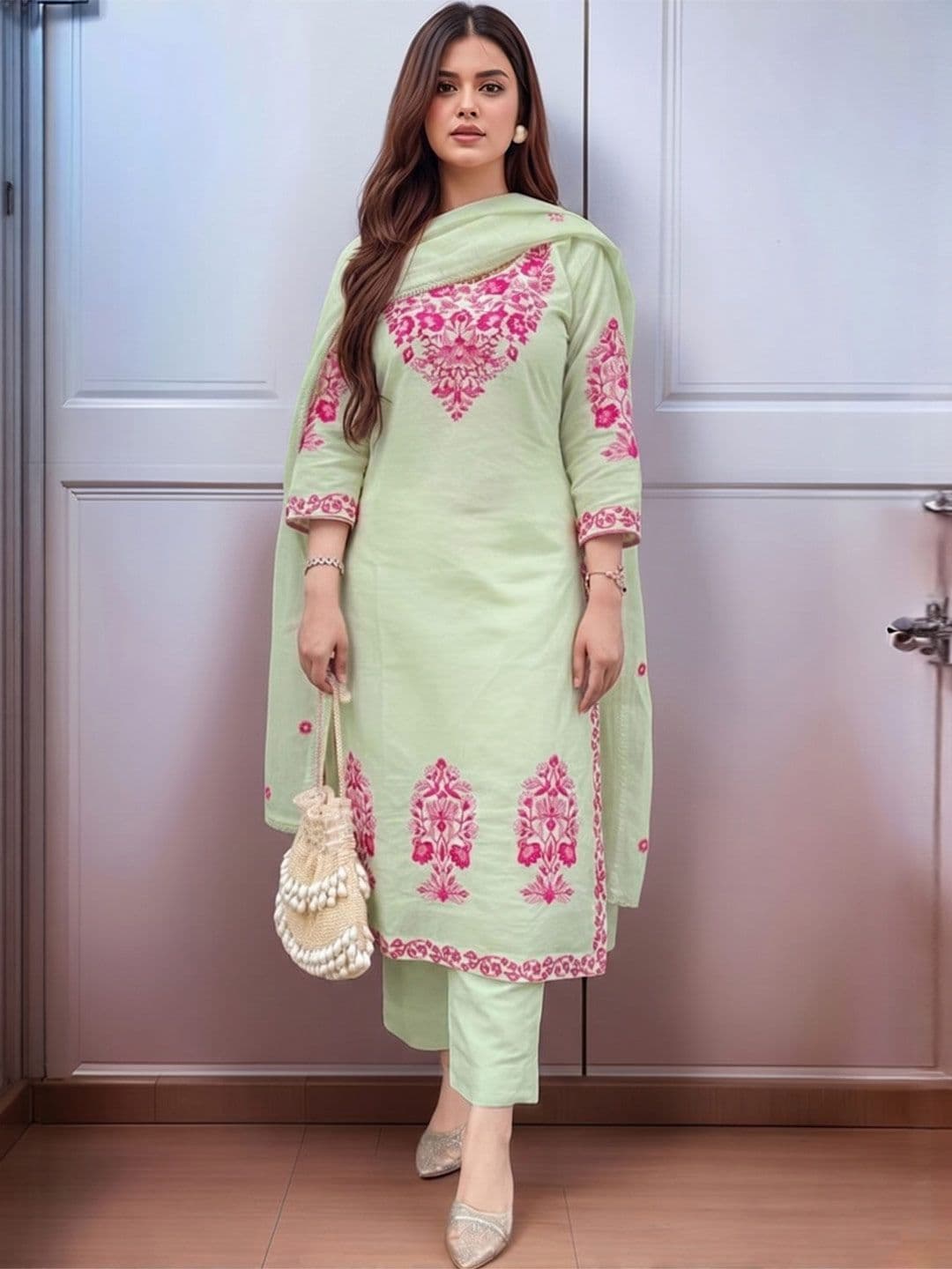 Anouk Rustic Women Embroidered Regular Kurta with Trousers & With Dupatta - view 1