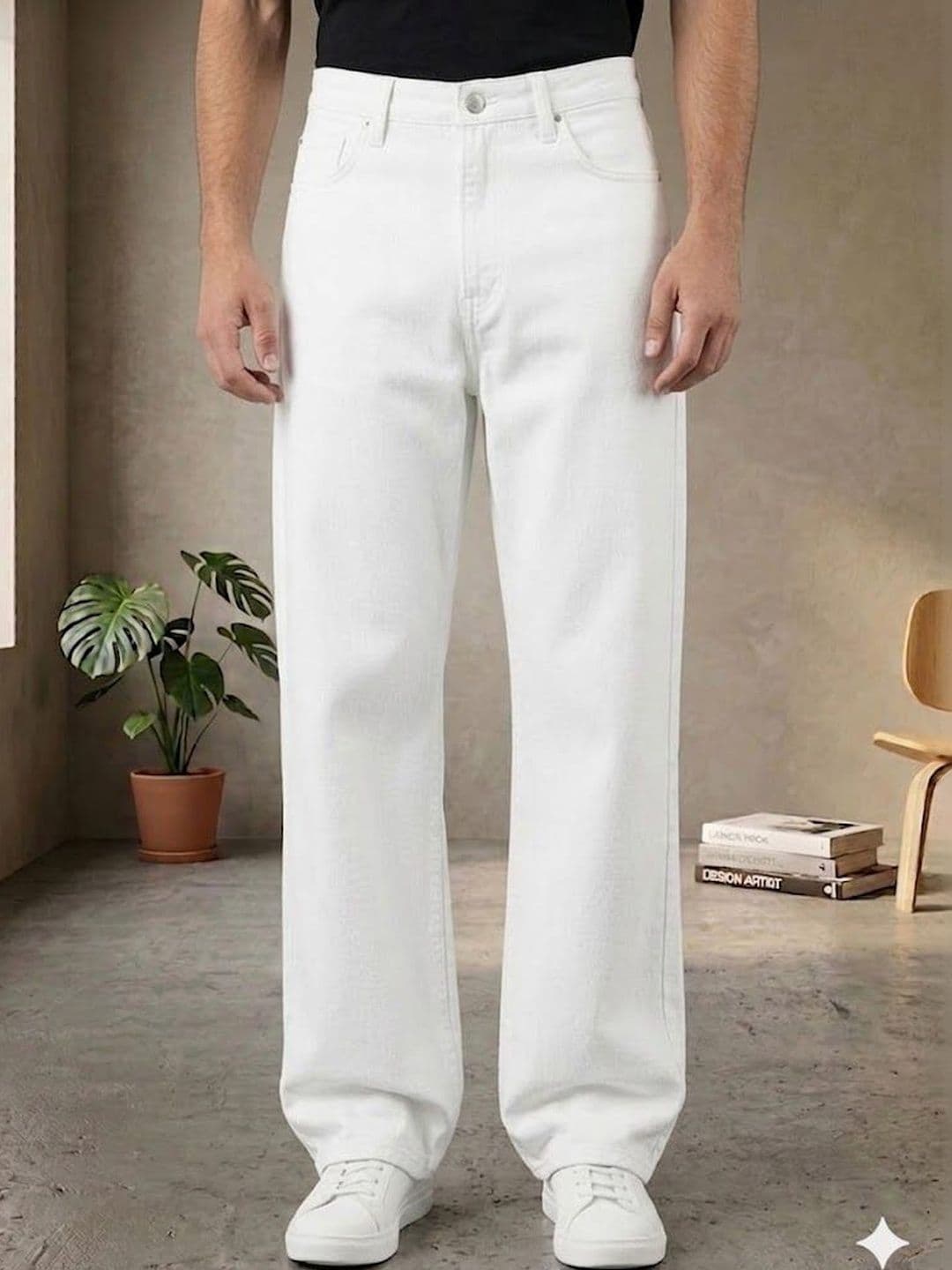 NIFFER FASHION Men Jean Wide Leg Mid-Rise Applique Jeans - view 1