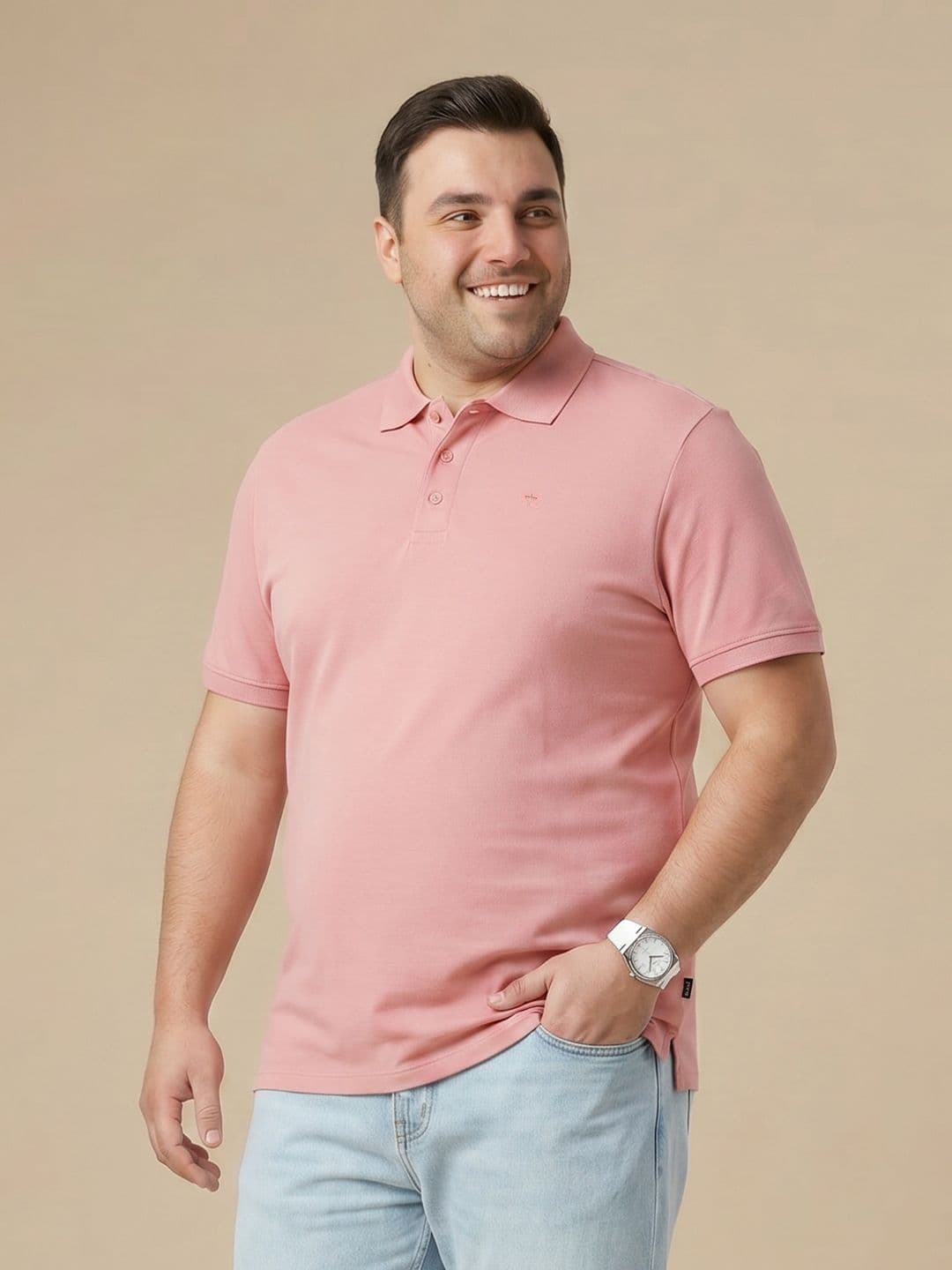 Sztori Plus Size Polo Collar Pure Cotton Tshirt - view 1